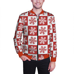 Бомбер мужской Шахматные Снежинки, цвет: 3D-красный — фото 2