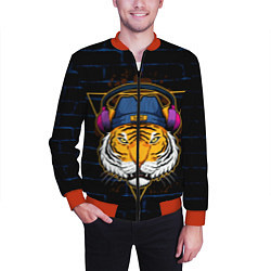 Бомбер мужской Тигр в наушниках SWAG, цвет: 3D-красный — фото 2