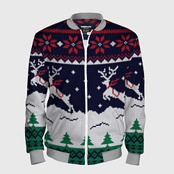 Бомбер мужской СВИТЕР С ОЛЕНЯМИ DEER SWEATER, цвет: 3D-меланж