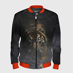 Бомбер мужской Тигр в тумане, цвет: 3D-красный