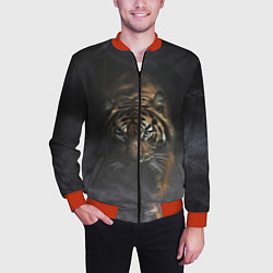 Бомбер мужской Тигр в тумане, цвет: 3D-красный — фото 2