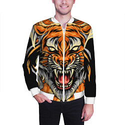 Бомбер мужской Символ года тигр в гневе, цвет: 3D-белый — фото 2