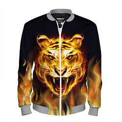 Бомбер мужской Тигр В Пламени, цвет: 3D-меланж