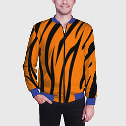 Бомбер мужской Текстура тиграtiger, цвет: 3D-синий — фото 2