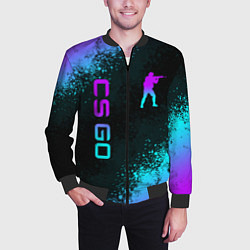 Бомбер мужской CS GO NEON SYMBOL STYLE SKIN КС ГО НЕОН, цвет: 3D-черный — фото 2