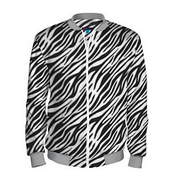 Бомбер мужской Чёрно-Белые полоски Зебры, цвет: 3D-меланж