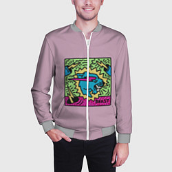 Бомбер мужской Mr Beast Drawing Full Print, цвет: 3D-меланж — фото 2