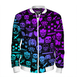 Бомбер мужской UNDERTALE NEON PATTERN УЗОР, цвет: 3D-белый