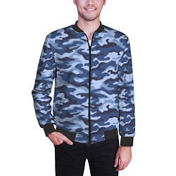 Бомбер мужской Синий Камуфляж Camouflage, цвет: 3D-черный — фото 2