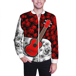 Бомбер мужской Гитара Розы Контраст, цвет: 3D-белый — фото 2