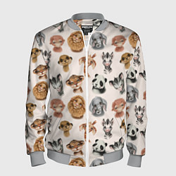 Бомбер мужской Милые дикие животные, цвет: 3D-меланж