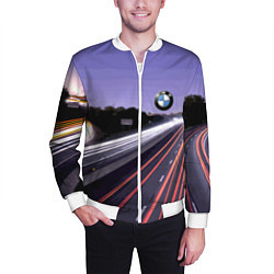 Бомбер мужской BMW Ночная трасса, цвет: 3D-белый — фото 2