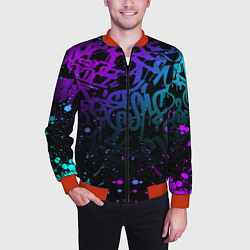 Бомбер мужской НЕОНОВОЕ ГРАФФИТИ НЕОНОВЫЕ БРЫЗГИ, цвет: 3D-красный — фото 2