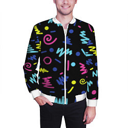 Бомбер мужской Neon color pattern Fashion 2032, цвет: 3D-белый — фото 2