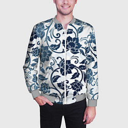 Бомбер мужской Гжелевые цветы, цвет: 3D-меланж — фото 2