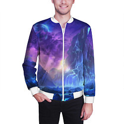 Бомбер мужской Фантастический пейзаж Водопад Неон, цвет: 3D-белый — фото 2