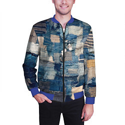 Бомбер мужской Patchwork Jeans Осень Зима 2023, цвет: 3D-синий — фото 2