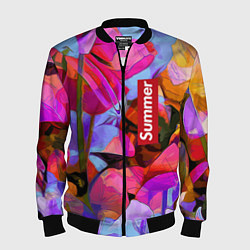 Мужской бомбер Красочный летний цветочный паттерн Summer color pa