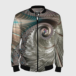 Бомбер мужской Fractal pattern Spiral Серебристый фрактал спираль, цвет: 3D-черный