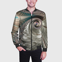 Бомбер мужской Fractal pattern Spiral Серебристый фрактал спираль, цвет: 3D-черный — фото 2