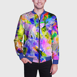 Бомбер мужской Красочный цветочный узор Весна - Лето 2023 Colorfu, цвет: 3D-синий — фото 2