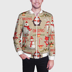 Бомбер мужской СЧАСТЛИВОГО РОЖДЕСТВА MERRY CHRISTMAS, цвет: 3D-белый — фото 2