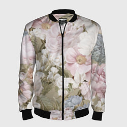 Бомбер мужской Цветы Английский Садовый Узор, цвет: 3D-черный