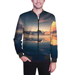 Бомбер мужской Горы озеро, цвет: 3D-черный — фото 2