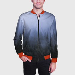 Бомбер мужской Лес в ночи, цвет: 3D-красный — фото 2