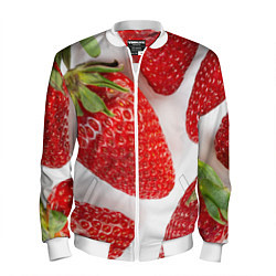 Бомбер мужской Strawberries, цвет: 3D-белый