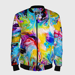 Бомбер мужской Неоновые всплески красок Лето Neon splashes of col, цвет: 3D-черный
