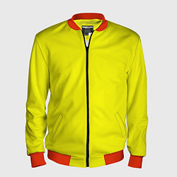 Бомбер мужской Однотонный неоновый лимонный желтый тон, цвет: 3D-красный