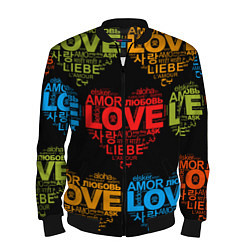 Бомбер мужской Love, Amor, Любовь - Неон версия, цвет: 3D-черный