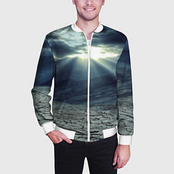 Бомбер мужской Трещины на земле пустыня, цвет: 3D-белый — фото 2