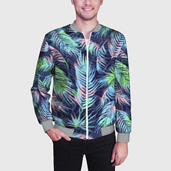 Бомбер мужской Разноцветные Листья Пальм, цвет: 3D-меланж — фото 2