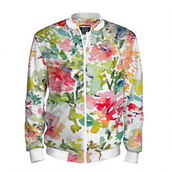 Бомбер мужской Floral pattern Watercolour Summer, цвет: 3D-белый