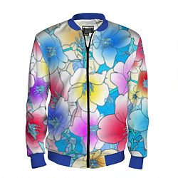 Бомбер мужской Летний цветочный паттерн Fashion trend 2025, цвет: 3D-синий