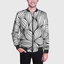 Бомбер мужской Бесконечные Белые Листья, цвет: 3D-черный — фото 2