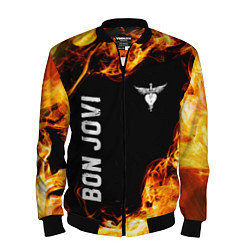 Бомбер мужской Bon Jovi и Пылающий Огонь, цвет: 3D-черный