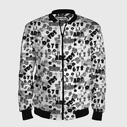 Бомбер мужской Black and white alphabet and numbers, цвет: 3D-черный