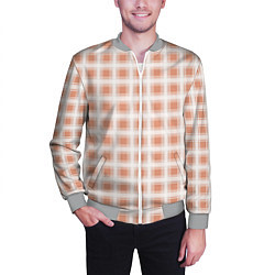 Бомбер мужской Light beige plaid fashionable checkered pattern, цвет: 3D-меланж — фото 2