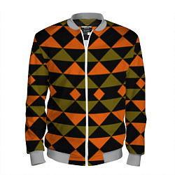 Бомбер мужской Геометрический узор черно-оранжевые фигуры, цвет: 3D-меланж