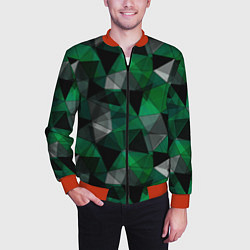 Бомбер мужской Зеленый, серый и черный геометрический, цвет: 3D-красный — фото 2