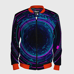 Бомбер мужской Неоновый тоннель - портал, цвет: 3D-красный