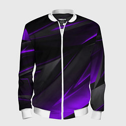 Бомбер мужской Черно-фиолетовая геометрическая абстракция, цвет: 3D-белый