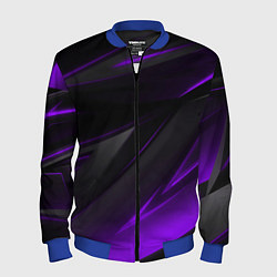 Бомбер мужской Черно-фиолетовая геометрическая абстракция, цвет: 3D-синий