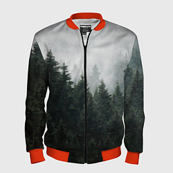 Бомбер мужской Туманный хвойный лес, цвет: 3D-красный