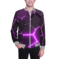 Бомбер мужской Фиолетовые неоновые геометрические плиты, цвет: 3D-меланж — фото 2