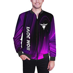 Бомбер мужской Bon Jovi violet plasma, цвет: 3D-черный — фото 2