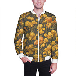 Бомбер мужской Цветы в викторианском стиле, цвет: 3D-белый — фото 2